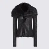 Rick Owens Fur-trimmed Leather Jacket In Black