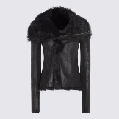 RICK OWENS BLACK LEATHER JACKET