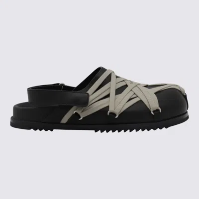 Rick Owens Black Leather Megalaced Flats