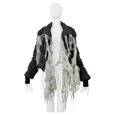 Pre-owned Rick Owens Black Leather Padded Jacket With Wool Tufts 2003