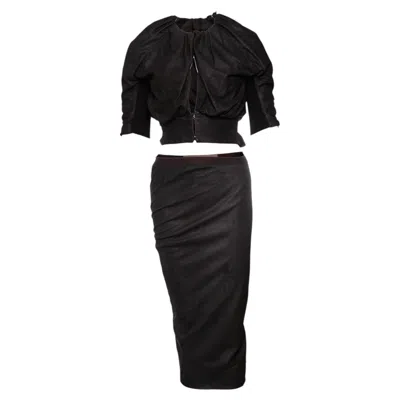 Pre-owned Rick Owens , Black Leather Skirt (i40/xs) And Top (i42/s)