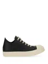 Rick Owens Men Low Sneaks In Grain Calf Leather In Black