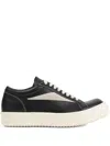 Rick Owens Vintage Leather Sneakers With White Stitching In Black