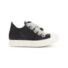 Rick Owens Black Leather Sneakers With Oversized Laces