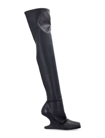 Rick Owens Black Leather Sock Boots