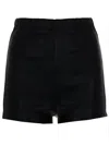 Rick Owens Black Leather Solid Shorts In Black