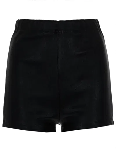 RICK OWENS WOMEN BLACK LEATHER SOLID SHORTS