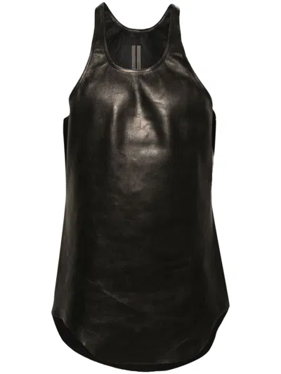 Rick Owens Leather Tank Top In Schwarz