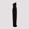 Rick Owens Athena Long Black Ribbed One Shoulder Dress In Wool In Black
