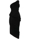 Rick Owens Lido Draped Cotton Asymmetric Midi Dress In 09 - Black