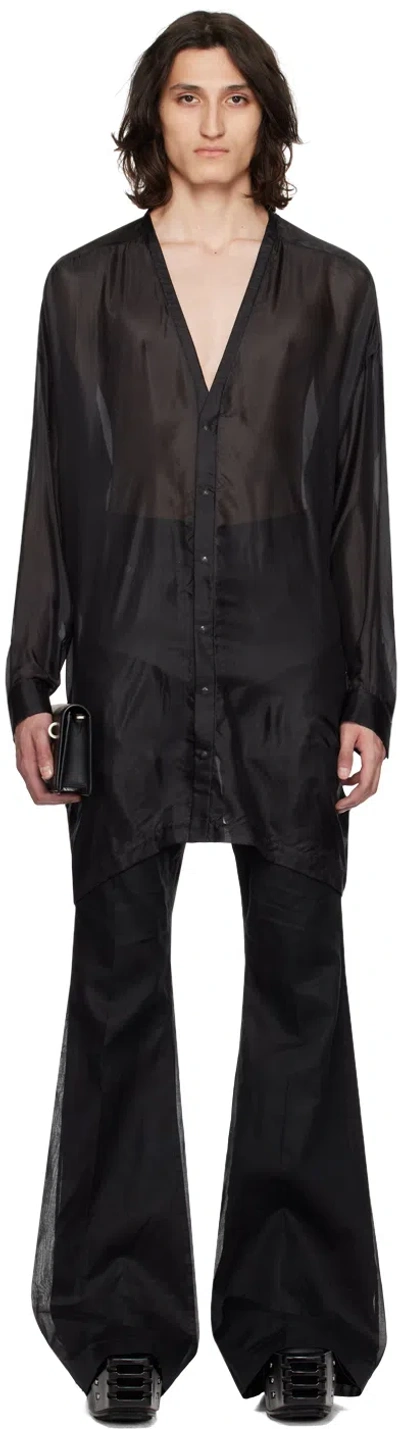 Rick Owens Black Lido Larry Shirt In 09 Black