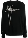 Rick Owens ' Crew Neck Sweatshirt With Logo Embroidery In Black