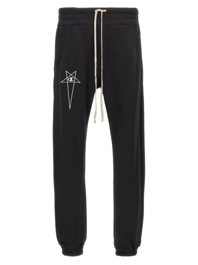 RICK OWENS BLACK LOGO JOGGERS