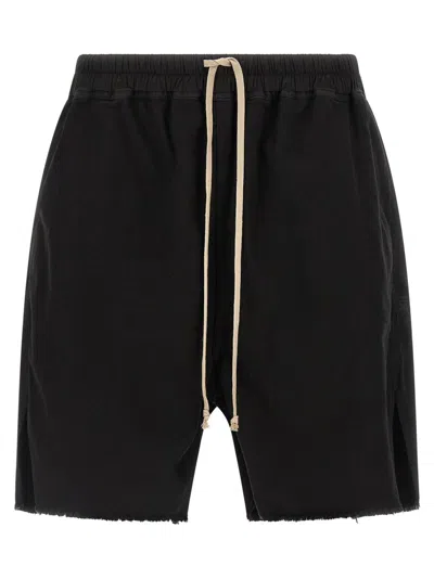 Rick Owens Men Black Long Boxers Butt Zip Bermuda Shorts In Metallic
