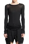 Rick Owens Black Crewneck Long Sleeve T-shirt In Schwarz