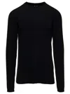 Rick Owens Black Long Sleeve Top With Crewneck In Cashmere And Wool Man In Black