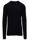 Rick Owens Black Long Sleeve Top With Crewneck In Cashmere And Wool Man