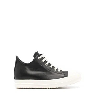 Rick Owens Black Low Sneakers With Contrasting Rubber Sole