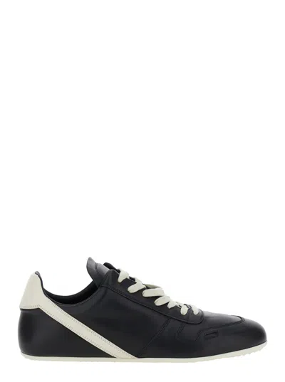 Rick Owens Black Low-top Sneakers With Contrasting Details In Leather Man In Multi