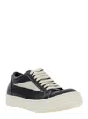 Rick Owens Women Black Low Top Sneakers With Contrasting Stitching In Leather Woman In Black