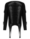 Rick Owens Black Virgin Wool Long-sleeve Top With Asymmetric Hem In Black