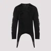 Rick Owens Black Virgin Wool Long-sleeve Top With Asymmetric Hem In Black