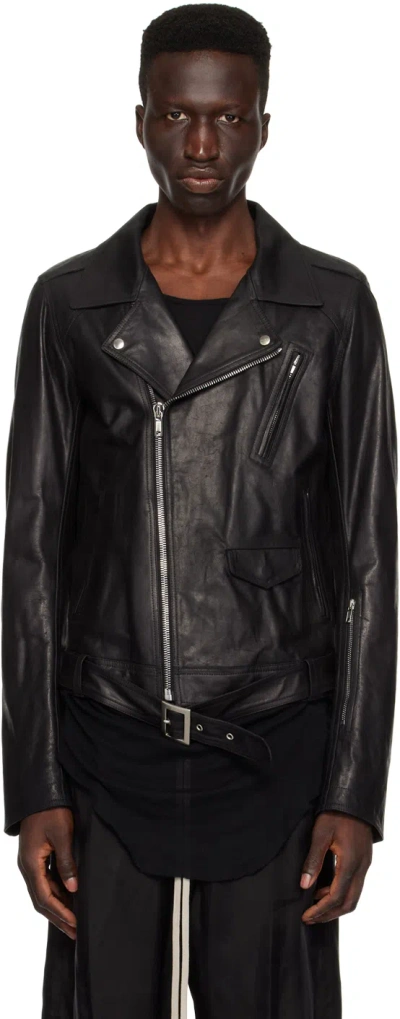 Rick Owens Black Lukes Stooges Leather Jacket In 09 Black