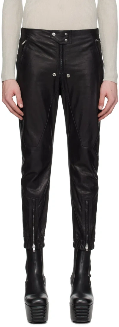 Rick Owens Black Luxor Leather Pants In 09 Black