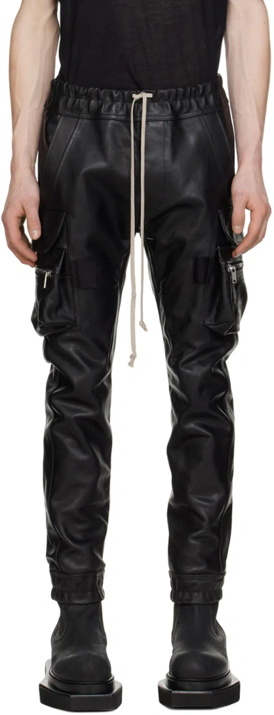 Rick Owens Black Mastodon Leather Pants In 09 Black
