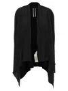 Rick Owens Draped Hem Long Sleeve Ribbed Cardigan In Black