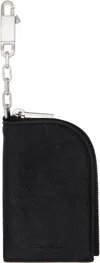 Rick Owens Black Megablister Lamb Leather Hook Wallet In 09 Black