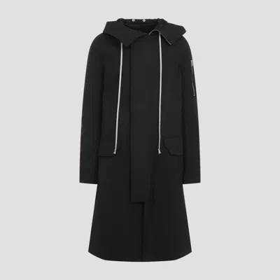 RICK OWENS BLACK MEGAPARKA COTTON COAT
