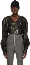 Rick Owens Womens Black Biker Notched-lapel Regular-fit Leather Jacket In 09 Black