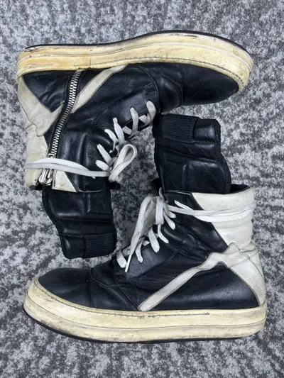 Pre-owned Rick Owens Black Milk Geobasket Sneakers In Multi