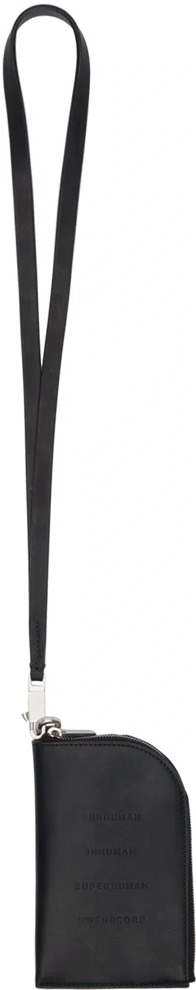 Rick Owens Black Neck Wallet In 09 Black