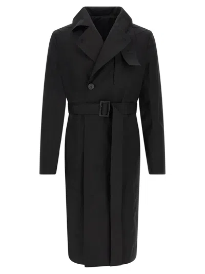 Rick Owens Black Notched Lapel Trench Coat