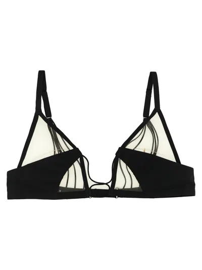 Rick Owens Sheer Tulle-insert Triangle Bra Top In Black