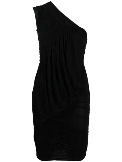 RICK OWENS BLACK ONE-SHOULDER SHORT DRESS