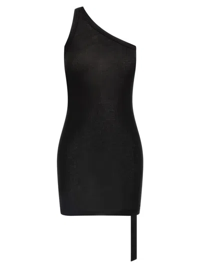 Rick Owens Black One Shoulder Tank Top