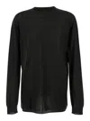 Rick Owens Black Oversized Crewneck Top In Semi Sheer Knit Man In Black