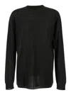 Rick Owens Black Oversized Crewneck Top In Semi Sheer Knit Man In Green