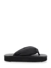 Rick Owens Black Padded Sandals With Platform In Leather Woman