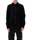 Rick Owens Black Point Collar Suede Overshirt In Black