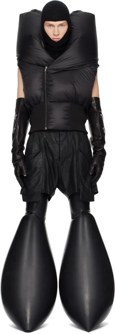Rick Owens Black Porterville Anubis Down Vest In 09 Black