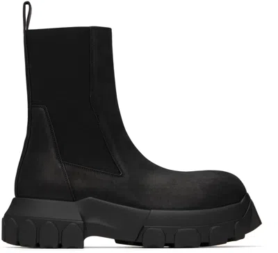 RICK OWENS BLACK PORTERVILLE BEATLE BOZO TRACTOR CHELSEA BOOTS