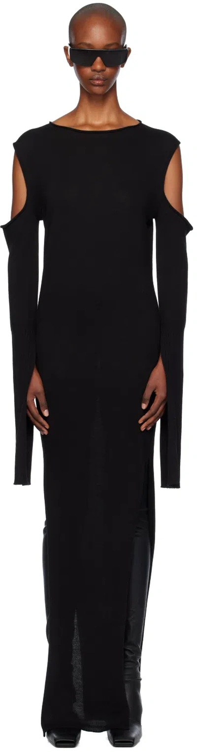 Rick Owens Black Porterville Cape Sleeve Maxi Dress In 09 Black