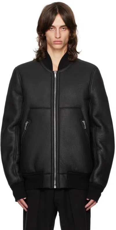 Rick Owens Black Porterville Classic Flight Reversible Leather Jacket In 909 Black/black