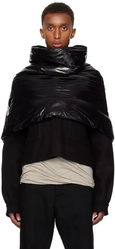 Rick Owens Black Porterville Cowl Scarf In 09 Black