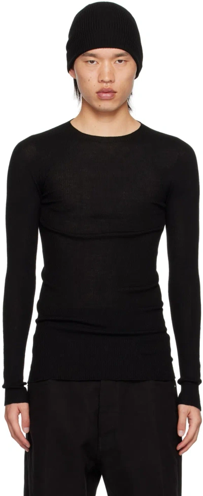 Rick Owens Black Porterville Crewneck Sweater In 09 Black