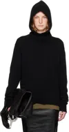 Rick Owens Black Porterville Crewneck Sweater In 09 Black